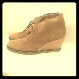 Wedge booties in tan suede!